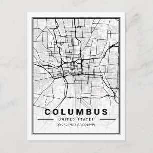 Columbus Ohio USA Travel City Karta Poster Vykort