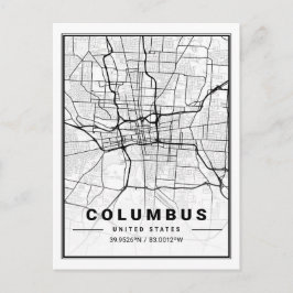 Columbus Ohio USA Travel City Karta Poster Vykort