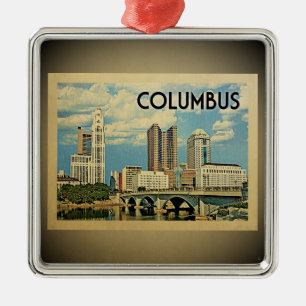 Columbus Ohio vintage resorprydnad Julgransprydnad Metall