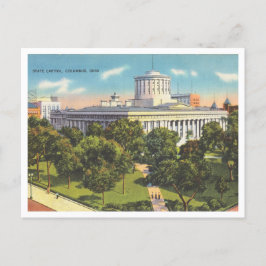 Columbus Ohio Vintage State Huvudstad Byggnad Vykort