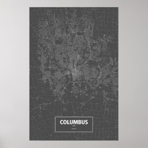 Columbus, Ohio (vit på svart) Poster