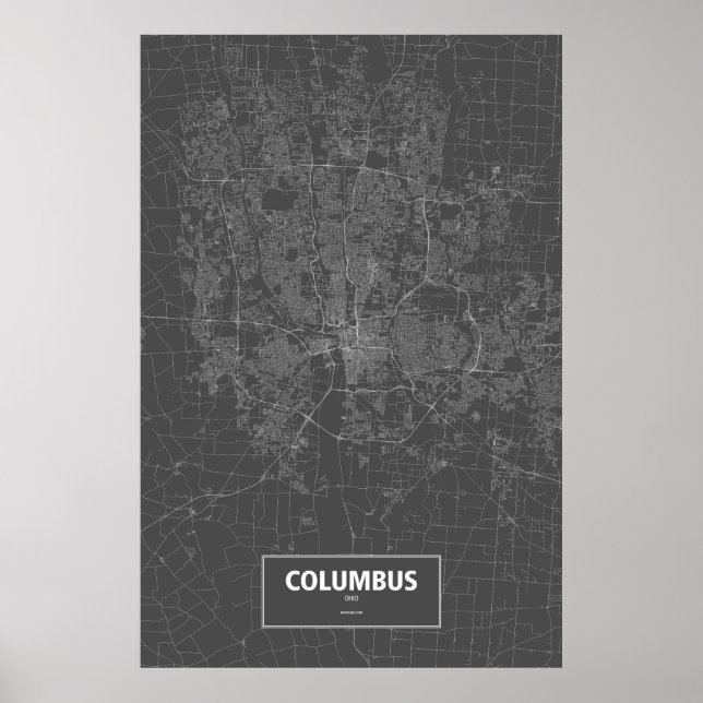 Columbus, Ohio (vit på svart) Poster (Framsidan)