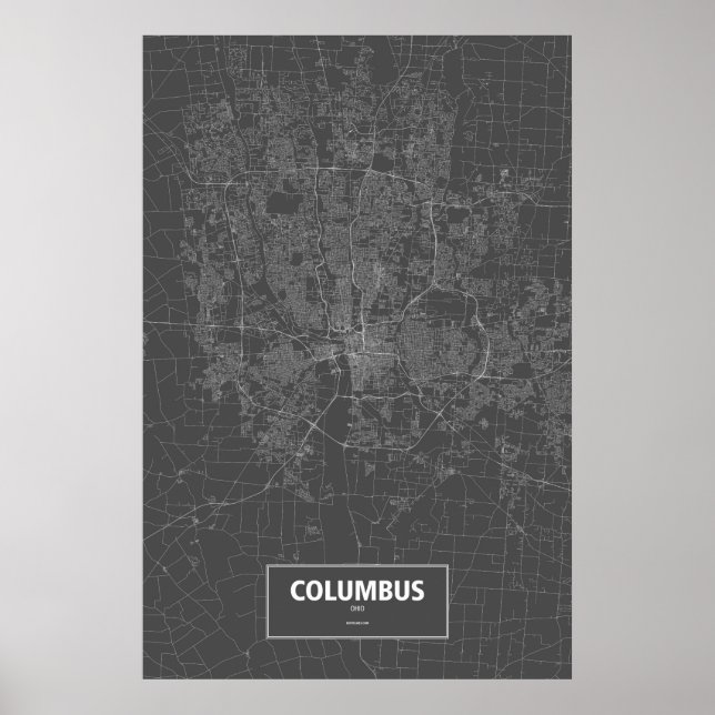 Columbus, Ohio (vitt på svart) Poster (Framsidan)