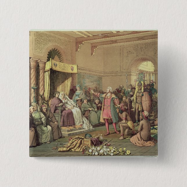 Columbus på den kungliga domstolen av Spanien i Knapp (Framsida)