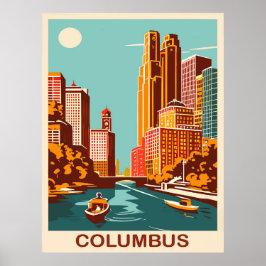 Columbus, Scioto River, Ohio, Travel Poster