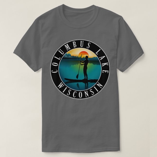 Columbus Sjö Wisconsin Paddleboarding T Shirt (Design framsida)