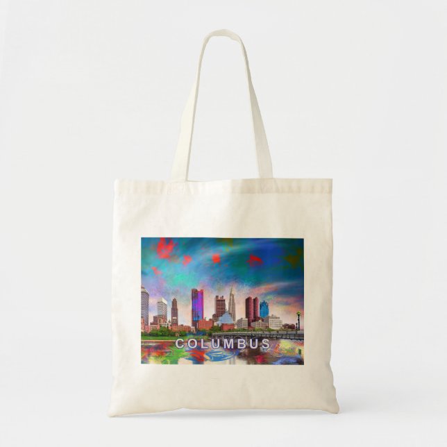 Columbus Skyline Abstrakt Art Tygkasse (Framsidan)