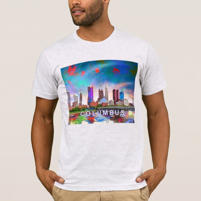 Columbus Skyline Graffiti Art T Shirt (Framsida)