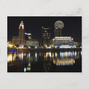 Columbus Skyline med Måne Vykort