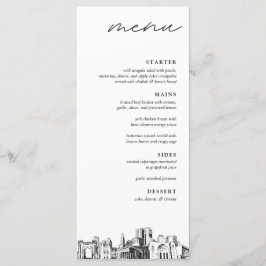 Columbus Skyline Modern Bröllop Dinner Menu Meny