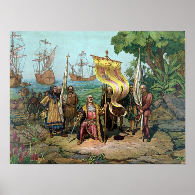 Columbus som tar över Nya Land Poster (Framsidan)