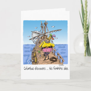 "Columbus upptäcker ... hans feminininsida" Kort
