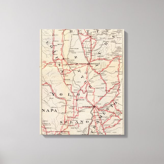 Colusa, Yolo, Napa, Butte, Yuba, Sutter, Solano Canvastryck (Framsida)