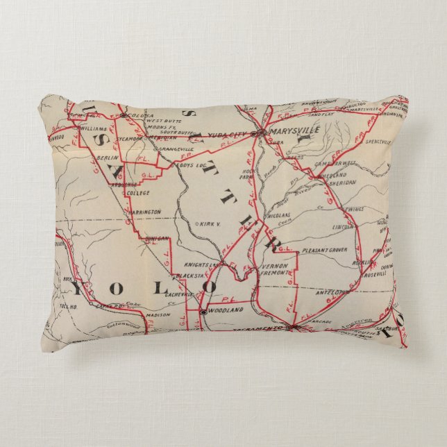 Colusa Yolo, Napa, Butte, Yuba, Sutter, Solano Prydnadskudde (Framsidan)