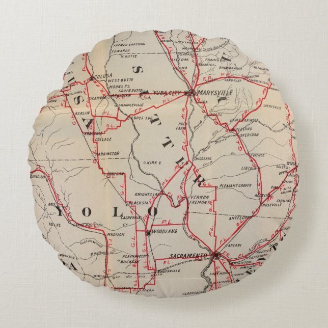 Colusa Yolo, Napa, Butte, Yuba, Sutter, Solano Rund Kudde (Framsidan)