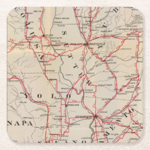 Colusa Yolo, Napa, Butte, Yuba, Sutter, Solano Underlägg Papper Kvadrat