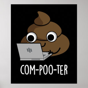 Com-poo-ter Rolig Dator Spelning Mörk Bakgrund Poster