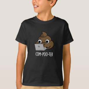 Com-poo-ter Rolig Dator Spillning Puns Mörk Bakgru T Shirt