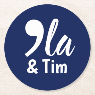 Coma Kamala och Tim 2024 Underlägg Papper Rund