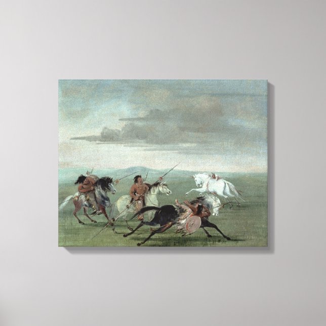 Comanche Feats of Martial Horsemanship, 1834 (olja Canvastryck (Framsida)