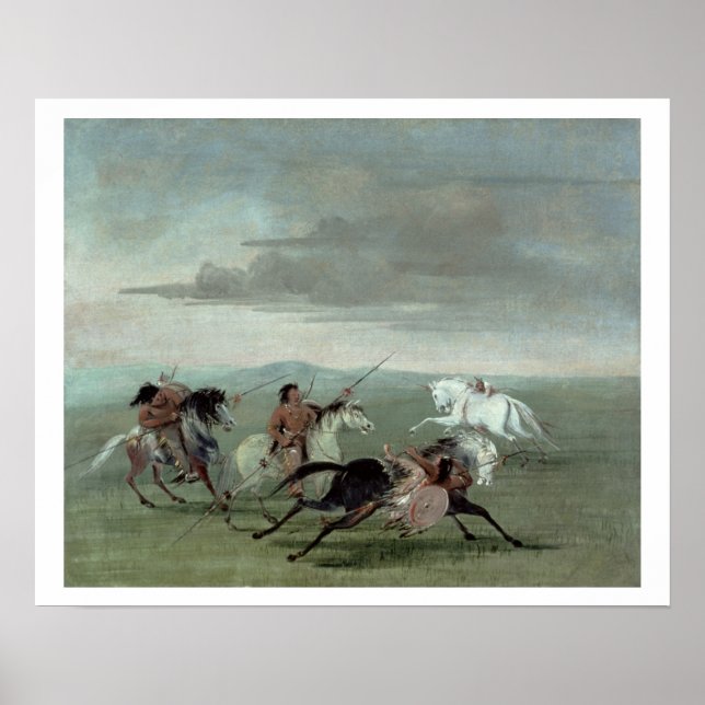 Comanche Feats of Martial Horsemanship, 1834 (olja Poster (Framsidan)