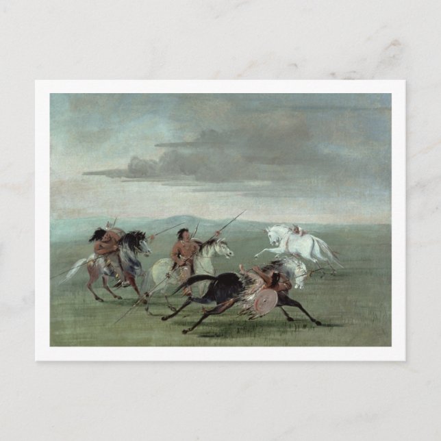 Comanche Feats of Martial Horsemanship, 1834 (olja Vykort (Framsida)