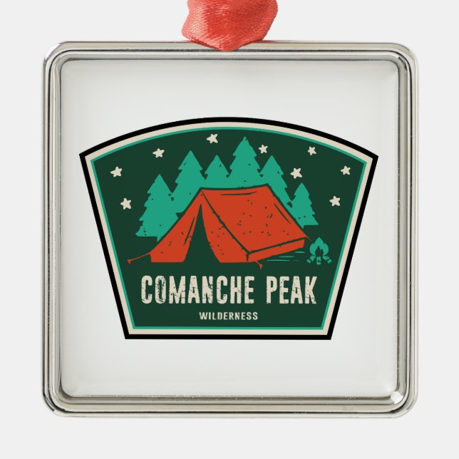 Comanche Peak Wilderness Colorado Camping utflykte Julgransprydnad Metall (Framsidan)
