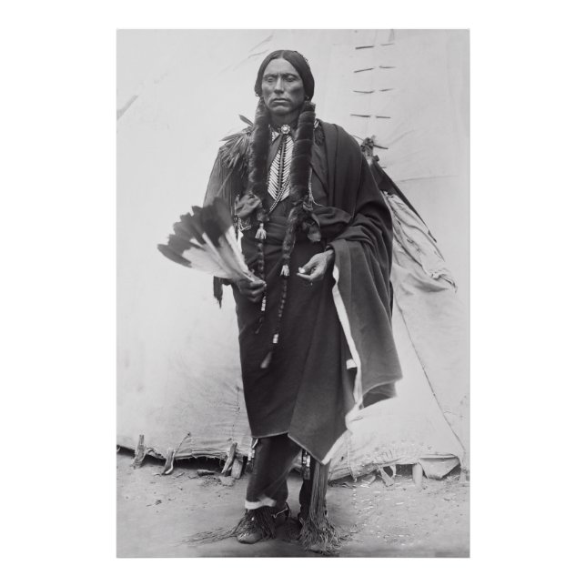 Comanche Warrior Chief Quanah Parker c. 1885 Fototryck (Framsidan)