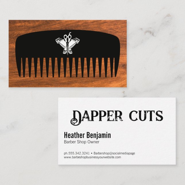 Comb Clippers och Scissors Visitkort (Fram/baksida)