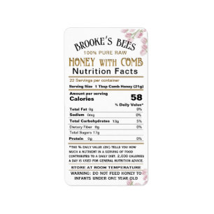 Comb Honung Nutrition Facts Infant Warning Hex Bur Adressetikett
