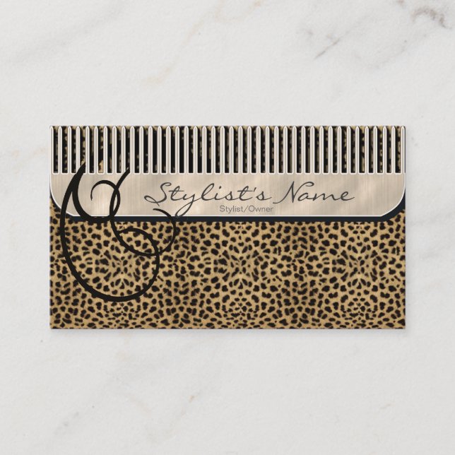 Comb och Curls Leopard ID319 Tidsbeställning Kort (Framsida)