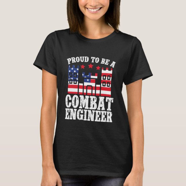 Combat Engineering Corps of Engineers Proud Combat T Shirt (Framsida)