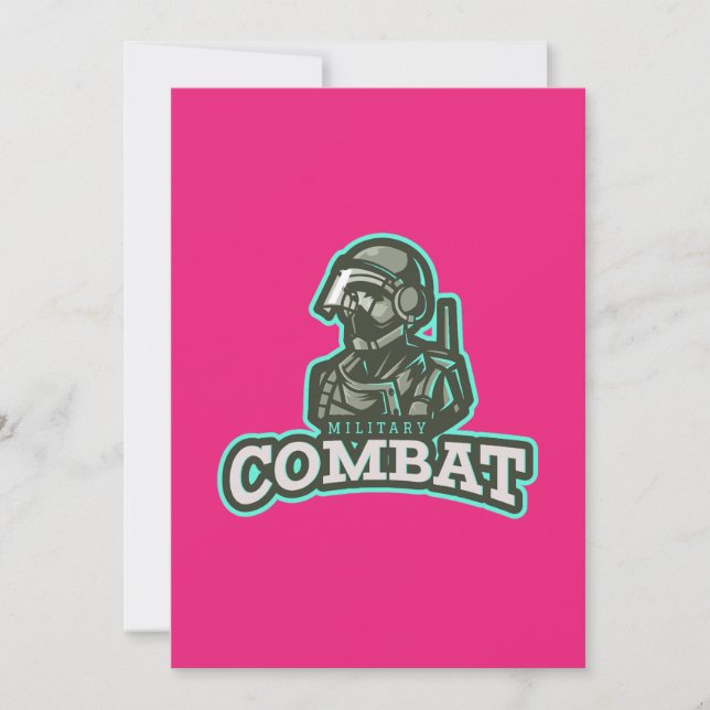 Combat Esports Emblem | Digital Warrior-logotyp Inbjudningar (Framsida)
