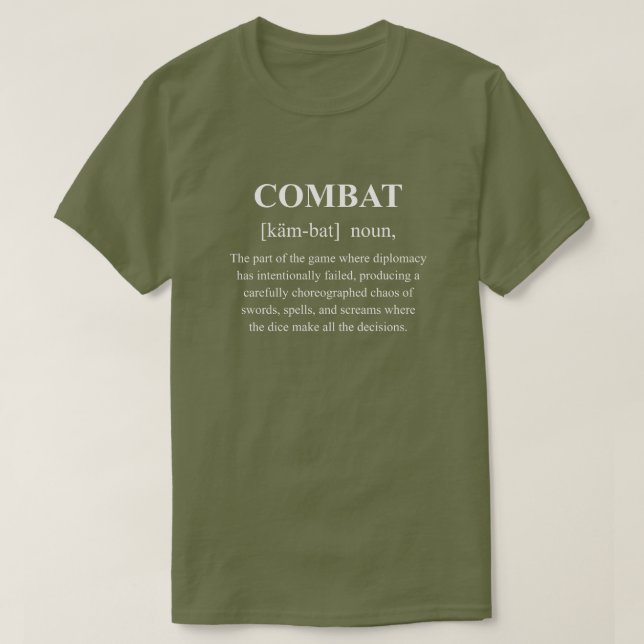 Combat Funny RPG Definition Med Vit Text Spel T Shirt (Design framsida)