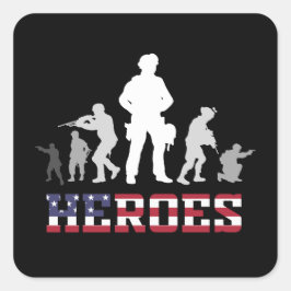 Combat Veteran Heroes Militärarmécitat Fyrkantigt Klistermärke