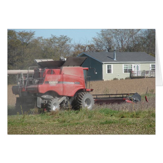 Combine Harvesting the Soybeans Hälsningskort (Framsidan Horizontal)
