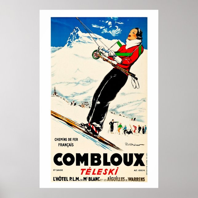 Combloux,Chemins de Fer Francias, Ski Poster (Framsidan)