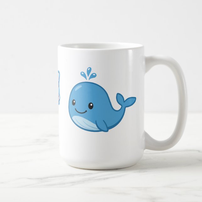 Combo Kawaii Anime, Söt Blå Val och Bläckfisks-Vib Kaffemugg (Höger)