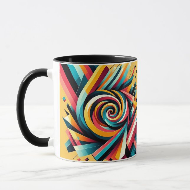 Combo Mugg - färgfull geometrisk Spiral-design (Vänster)