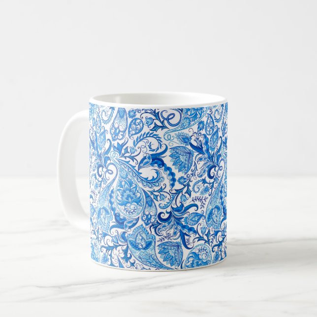 Combo Mugg - Paisley i Blue and White (Framsida vänster)