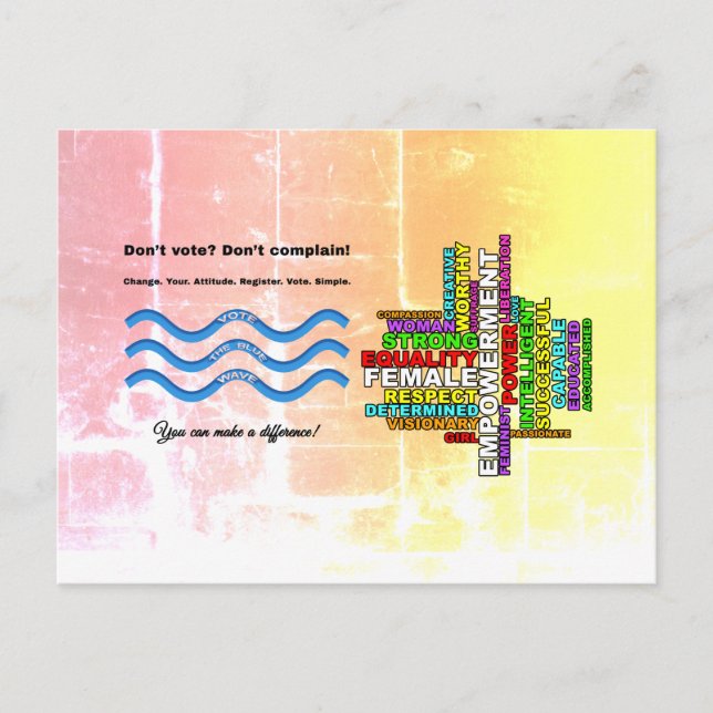 Combo Rösta inte, klaga inte, starka kvinnor Vykort (Framsida)