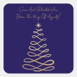 Come And Behold Him | Christmas Square Stickers Fyrkantigt Klistermärke