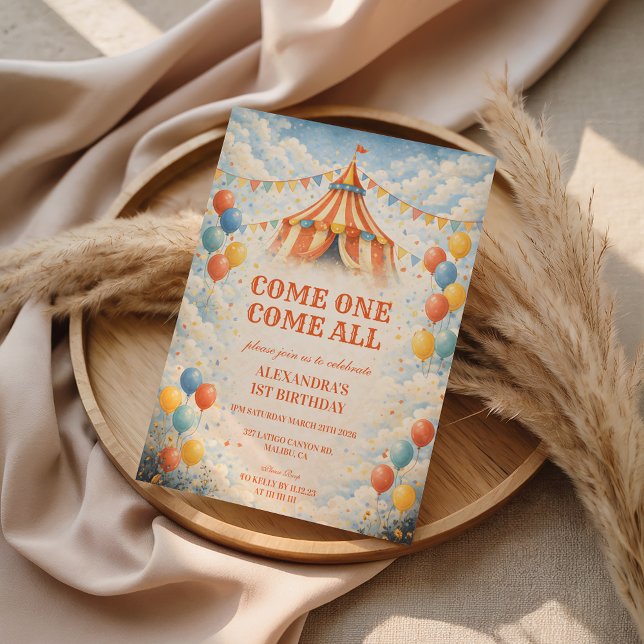 Come One Come All Circus Birthday Inbjudningar (Skapare uppladdad)