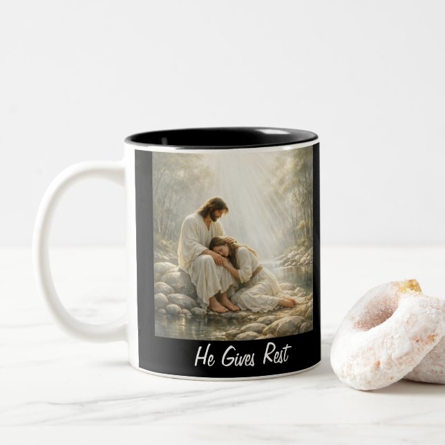 Come to Me and Rest - Mug Två-Tonad Mugg (Med munk)