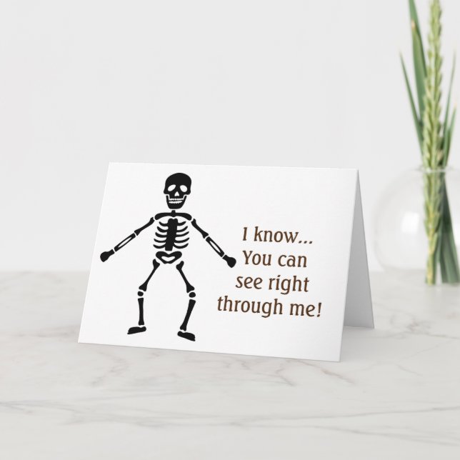 COMEDIC SKELETON W/ KÄRLEK TILL DIG PÅ HALLOWEEN-K KORT (Framsida)