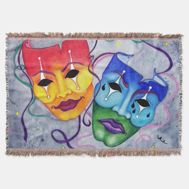 Comedy and Tragedy Masks Blanket Mysfilt (Framsidan)