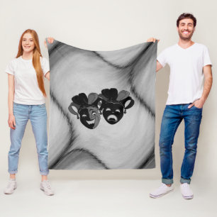 Comedy and Tragedy Theater Jester Masks Silver Fleecefilt