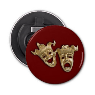 Comedy and Tragedy Theater Masks Maroon Flasköppnare
