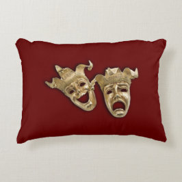 Comedy and Tragedy Theater Masks Maroon Prydnadskudde