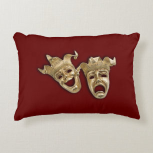 Comedy and Tragedy Theater Masks Maroon Prydnadskudde
